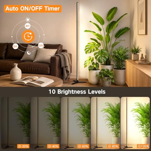 OUTON Standing Grow Lights for Indoor Plants, 60W Full Spectrum Plant Light - size: 6.4FT