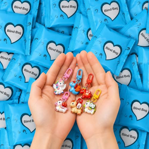 Mini Pony Keychain Resin Blind Bags – 50-Pack Mystery Keychains, Individually Wrapped, Surprise Pony Bags, DIY Stress Relief & Classroom Prizes - color: Pink