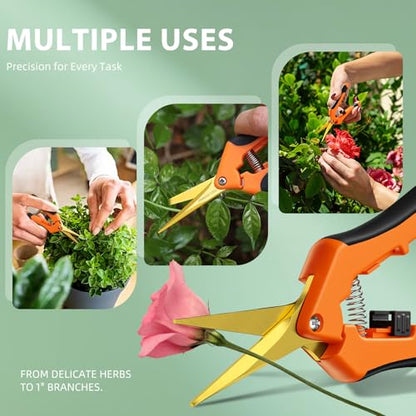 DECERK® Bypass Pruning Shears & Garden Snips for Cutting Stems & Branches