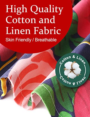 Cozy Adjustable Cross Back Aprons for Women with Pockets Cotton Linen Cooking Kitchen Baking - color: Red Tulips