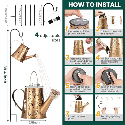 Solar Watering Can Hanging Lantern, Outdoor Decor Gift - size: Large - 1 Pack