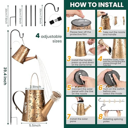 Solar Watering Can Hanging Lantern, Outdoor Decor Gift - size: Large - 1 Pack