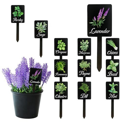 Acrylic Plant Labels 12 Styles with Herb Names for Garden Herbs - color: Black, size: 1.5 x 4 inch