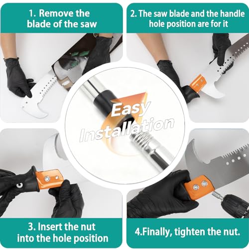 7.7 FT Manual stainless steel Lightweight pole trimmer saw, Long Extension trimmer saw With blade-shaped tree pruning for Yard Garden and Patios Trees Branches Cutting - size: 7.7 FT