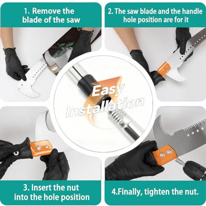 7.7 FT Manual stainless steel Lightweight pole trimmer saw, Long Extension trimmer saw With blade-shaped tree pruning for Yard Garden and Patios Trees Branches Cutting - size: 7.7 FT