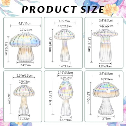 Mushroom Vase, Set of 6 Clear Glass Propagation Stations Vases - color: Clear