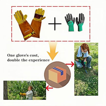 Cow Leather Adjustable Thorn Proof Gardening Gloves - color: Yellow, size: Large
