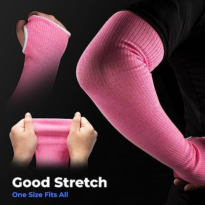OriStout Cut Resistant Farmer Sleeves with Tumb Hole, Pink, 2 Pairs - color: Pink (2 Pairs) - Long, size: One Size