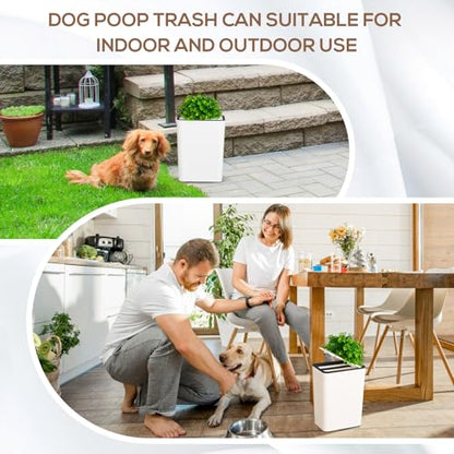 Jingmore Dog Poop Trash Can Outside 3.96 Gal/15 L, White - color: White, size: 3.96 Gal/ 15 L