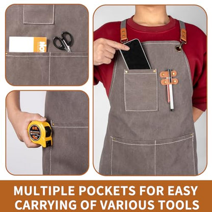 Woodworking Apron Heavy Wax Canvas Work Apron - color: Dark Gray