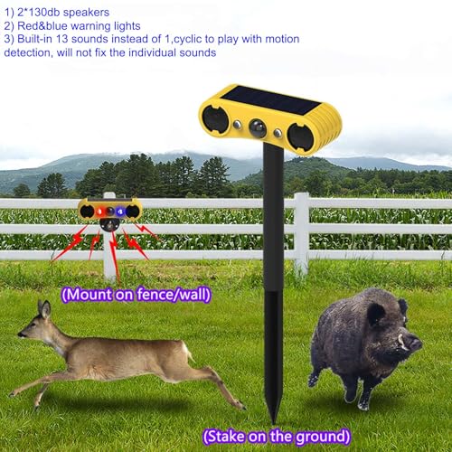 HULPPRE Solar Outdoor Motion Sensor Alarm,13 Sounds,Loud Noise Maker