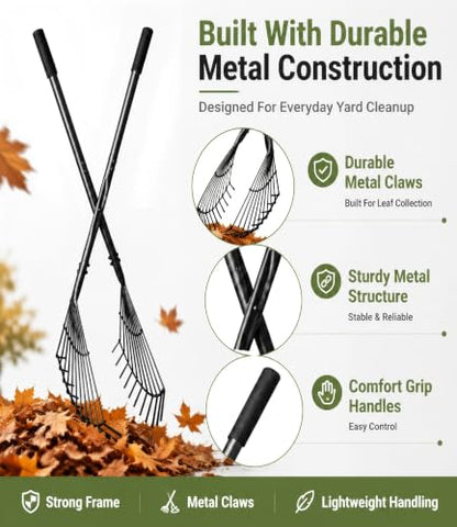 Leaf Grabber Rake, Long Handle Leaf Picker Upper for Yard Debris