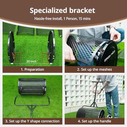 Compost Spreader 30 Inch Peat Moss Spreader - Black - size: 30 Inch