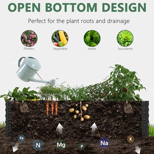 FOOWIN 8x4x2ft Raised Garden Bed Outdoor, Galvanized Steel Garden Beds - color: Black, size: 8x4x2 FT-4PC