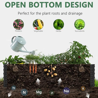 FOOWIN 8x4x2ft Raised Garden Bed Outdoor, Galvanized Steel Garden Beds - color: Black, size: 8x4x2 FT-4PC
