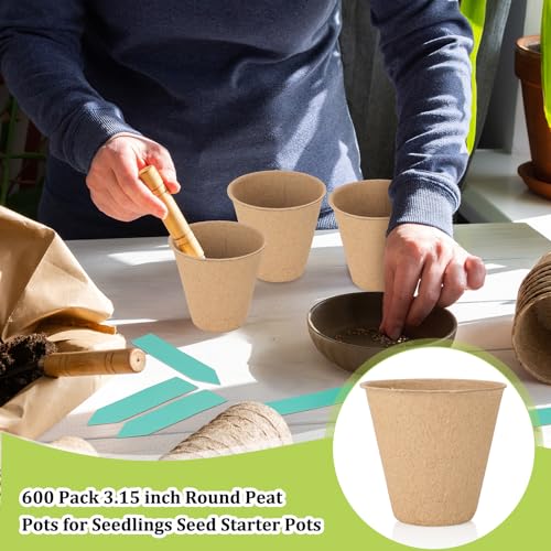 FillTouch 600 Pack 3.15 Inch Peat Pots for Seed Starting,Biodegradable - size: 3.15 Inch