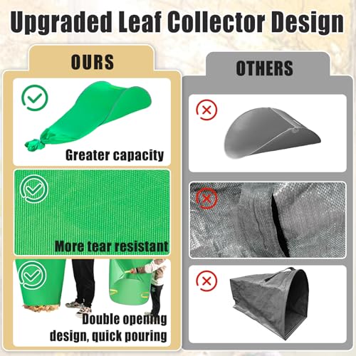 UQM Leaf Collector, Portable Pop Up Leaf Bags, Foldable Leaf Pick Up Tools - color: Green-Upgraded Large capacity