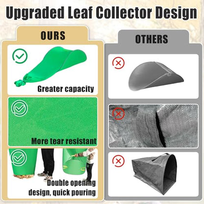 UQM Leaf Collector, Portable Pop Up Leaf Bags, Foldable Leaf Pick Up Tools - color: Green-Upgraded Large capacity
