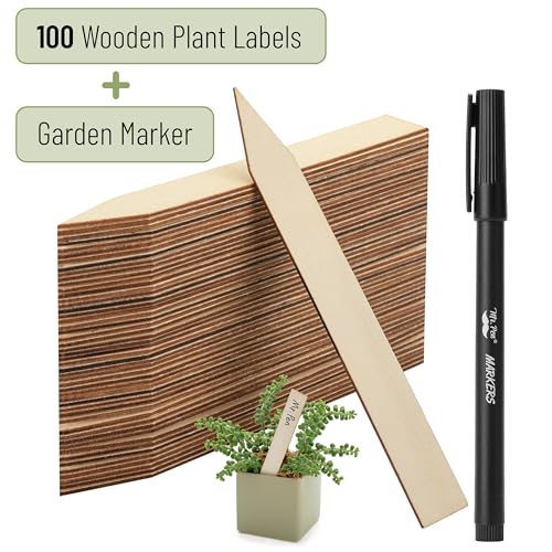 Mr. Pen- Wooden Plant Labels with Marker, 100 Pcs, 6“, Wooden Plant Markers