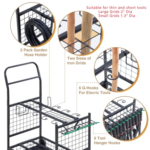 Lauren&Harold Garden Tool Organizer with 2 Stair-Climbing Wheels