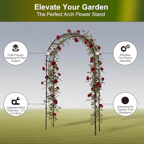 Garden Arch Galvanized Metal Rust-Proof Heavy Duty for Climbing Vines Roses