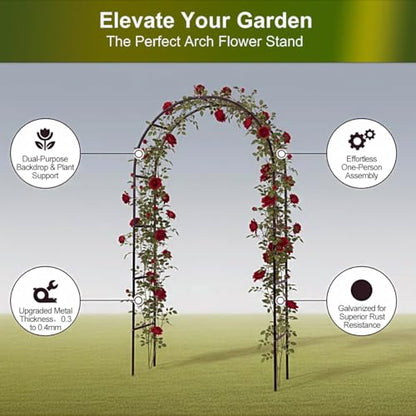 Garden Arch Galvanized Metal Rust-Proof Heavy Duty for Climbing Vines Roses
