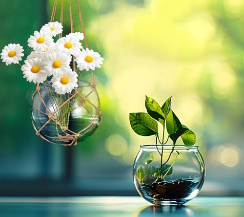 SAILINGSTORY Hanging Glass Plant Terrarium 5" Clear Set of 2 Pack