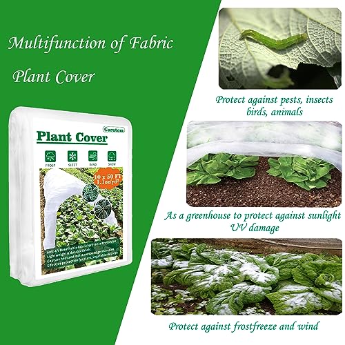 Garutom Plant Covers Freeze Protection 10ft x 50ft 1.1 oz Frost Cloth Plant Freeze Protection, Frost Blankets for Outdoor Plants Winter or Floating Row Covers Shade Cloth for Gardens, Vegetables - size: 10 x 50 ft