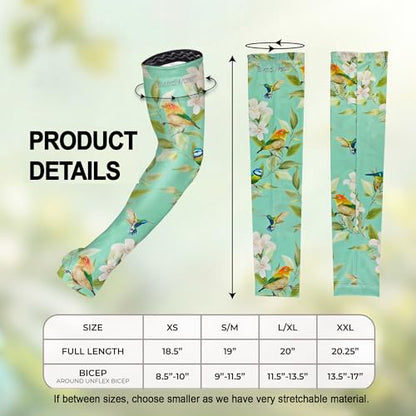 Evridwear Gardening Sleeves,UV Protection Cooling Arm Sleeve Women Men - color: Mint Floral Garden, size: Large/Extra Large