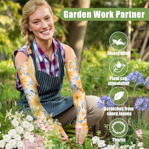 Gardening Sleeves for Women UV Sun Protection with Thumb Hole Anti-Scratch - color: Chrysanthemum