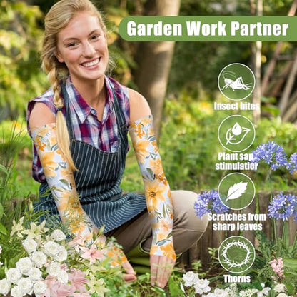 Gardening Sleeves for Women UV Sun Protection with Thumb Hole Anti-Scratch - color: Chrysanthemum
