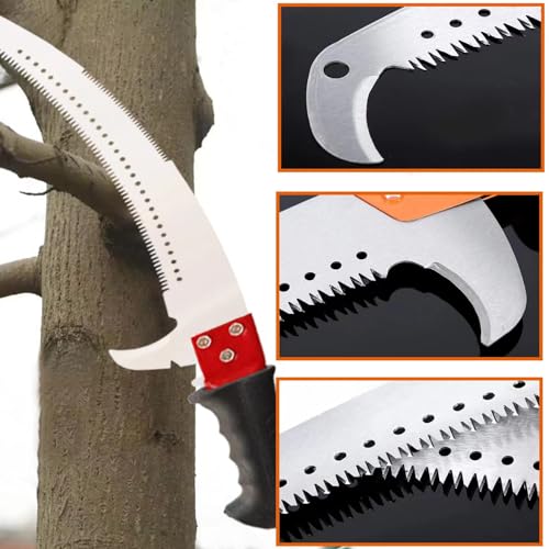 Manual Pole Saw 30 FT Extendable Tree Pruner High Branches Trimming for Pruning Palms and Shrubs with Long Handle (Red) - color: Red