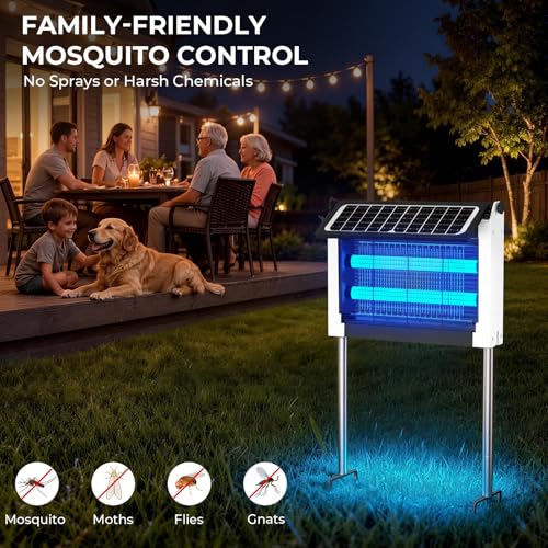 Solar Bug Zapper, 4500V Mosquito Zapper Waterproof for Patio - color: White