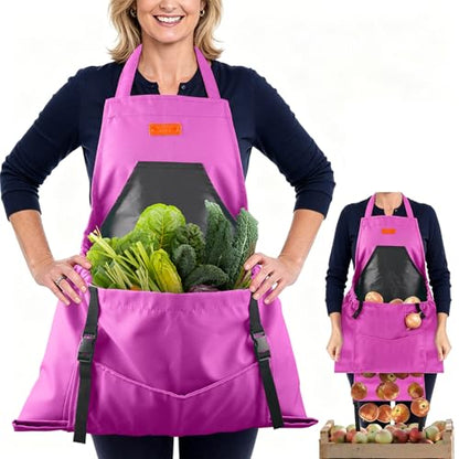 Gardening Apron with Bottom Quick Release Kangaroo Pocket for Women, Men - color: Purple