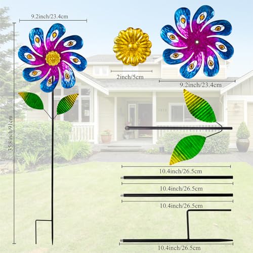 2 Pack Wind Spinners Outdoor, Metal Wind Sculptures & Spinners - size: 36x9