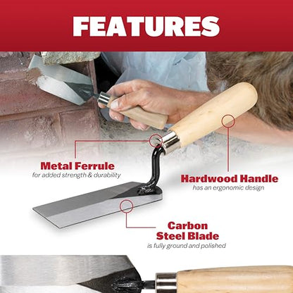 MARSHALLTOWN QLT Masonry Margin Trowel, 5 by 1 1/2 Inch Carbon Steel Blade, Wood Handle, Concrete, 934 (Pack of 2) - size: 5 x 1 1/2 Inch (Pack of 2)