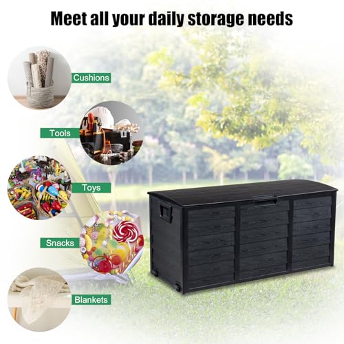 VINGLI 75 Gallon Weatherproof Outdoor Storage Box, Black - color: Black