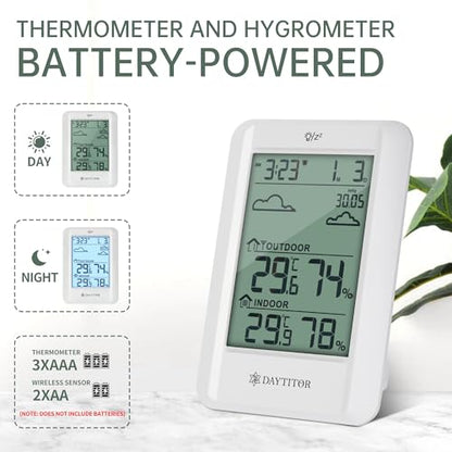 Outdoor Thermometer Weather Station Wireless, White
