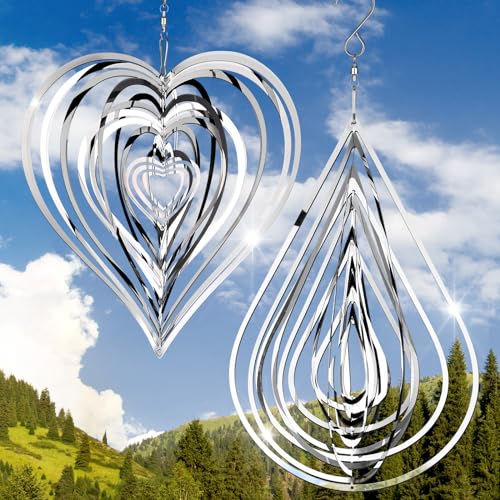 Jetec 2 Pcs Reflective Wind Spinners Outdoor Woodpecker Devices, Silver - color: Silver