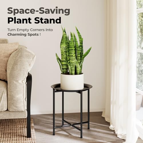 Bamworld Plant Stand Indoor Tall Plant Table Outdoor Plant Stool - color: Black