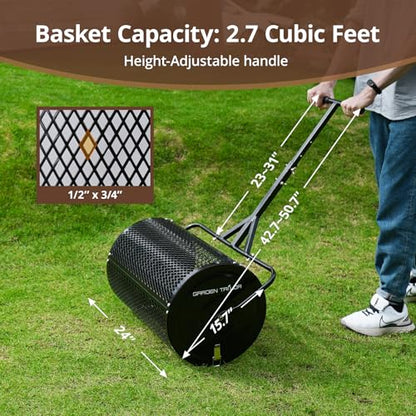 Compost Spreader 30 Inch Peat Moss Spreader - Black - size: 30 Inch