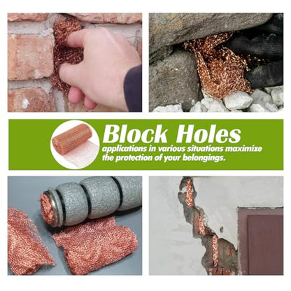 Copper Mesh Rodent Control 4" x 50 in Copper Wool for Slugs Mice Pest Snail - size: 4 inx50 in