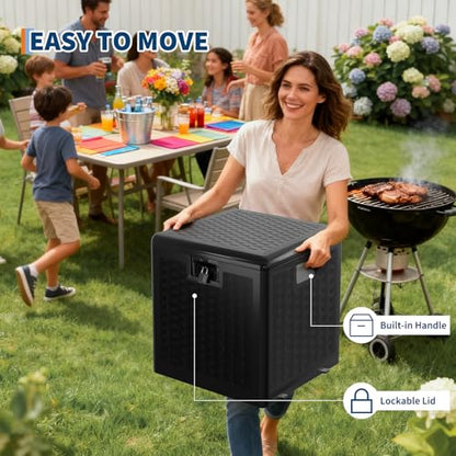 IDEALHOUSE 28 Gal Waterproof Blow Molded Resin Deck Box, Black - color: Black, size: 28 Gallon
