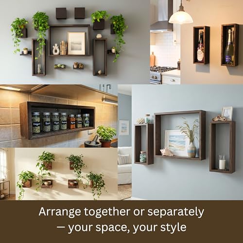 LaLaGreen Wooden Floating Shelves (13-Piece Set) Indoor Wall Mounted Plants - size: 13-pc set
