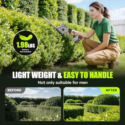 2-in-1 600W 21V Cordless Hedge Trimmer, Gray