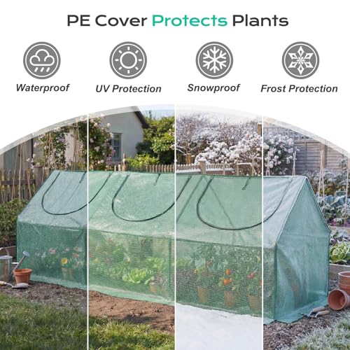 BPS 9x3x3 FT Mini Greenhouse with Roll-Up Zipper Windows, Green PE - color: Green, size: 9x3x3 FT
