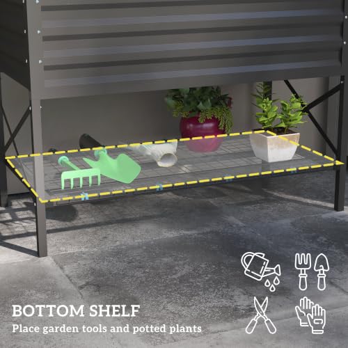Outsunny Raised Garden Bed with Galvanized Steel Frame, Dark Gray - color: Dark Gray