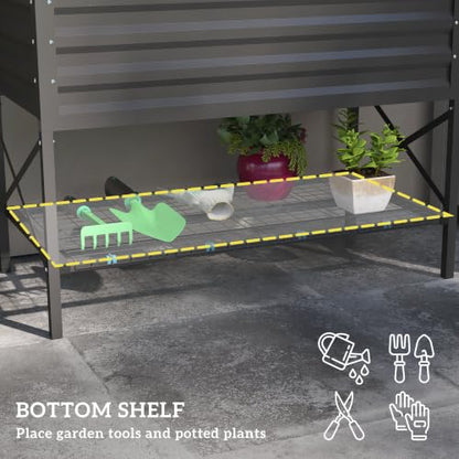 Outsunny Raised Garden Bed with Galvanized Steel Frame, Dark Gray - color: Dark Gray