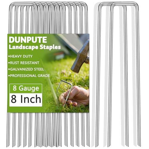 Heavy Duty 8 Inch Galvanized Landscape Staples Stakes, 25 Pack 8 Gauge - size: 8inch