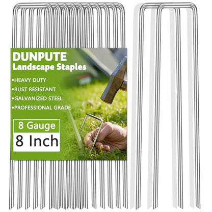 Heavy Duty 8 Inch Galvanized Landscape Staples Stakes, 25 Pack 8 Gauge - size: 8inch